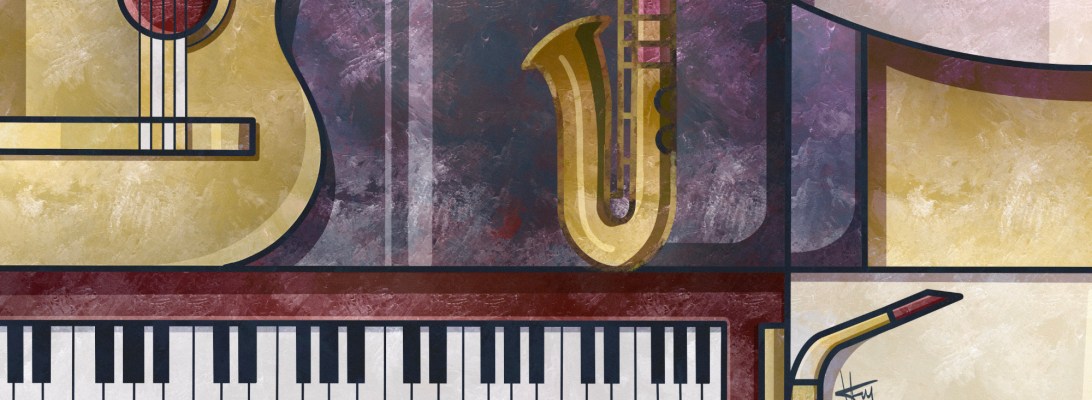 Geometric abstract art - Musical instruments collection by Hakki Fenerci Art