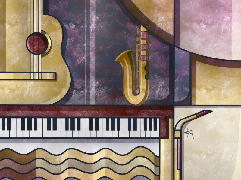 Geometric abstract art - Musical instruments collection by Hakki Fenerci Art