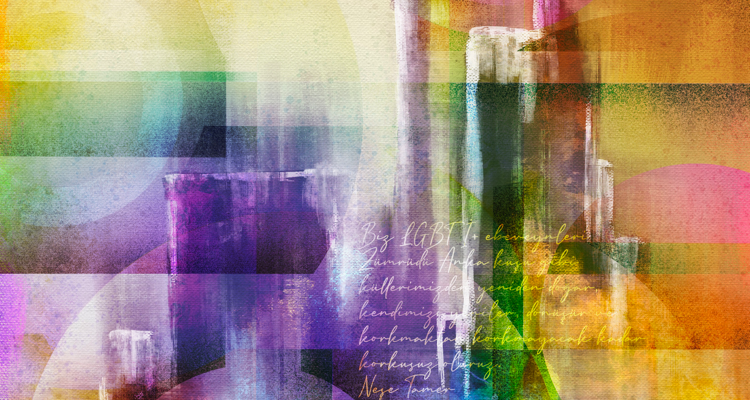 An abstract painting by Hakki Fenerci dedicated to LISTAG, parents of the LGBTI+ children in Turkey