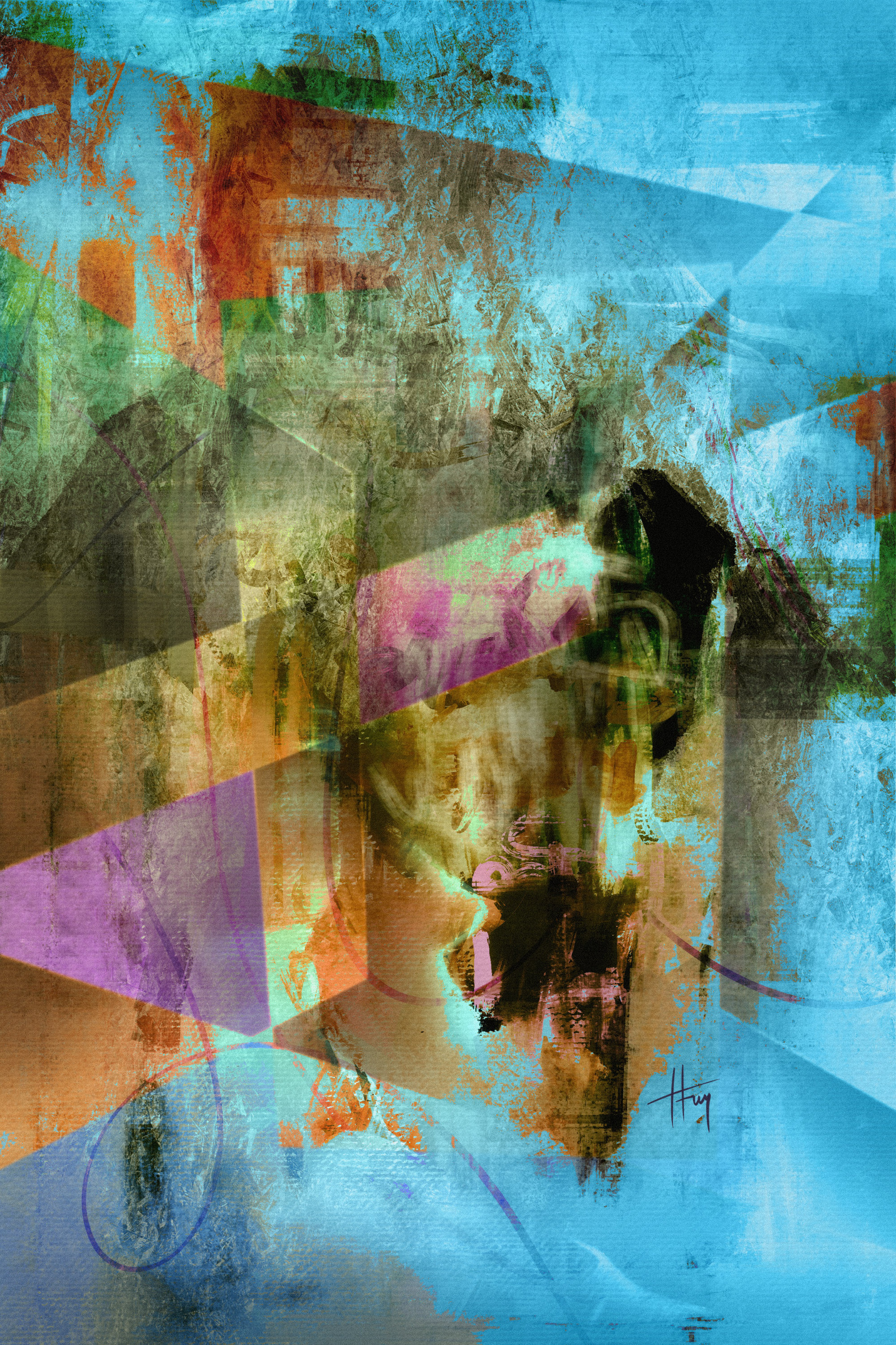 Abstract, cubist artwork by Hakki Fenerci